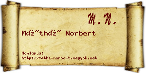 Máthé Norbert névjegykártya